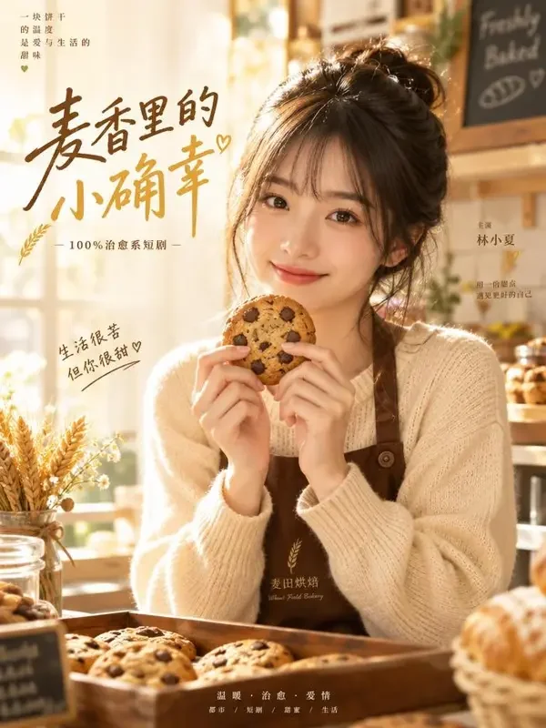短剧《契约味觉：甜度超标》竖版封面海报，都市甜宠题材